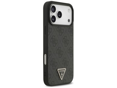Guess Leather 4G Triangle Strass MagSafe Case for iPhone 17 Pro Max - Black