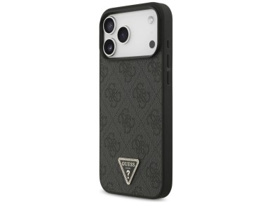 Guess Leather 4G Triangle Strass MagSafe Case for iPhone 17 Pro Max - Black