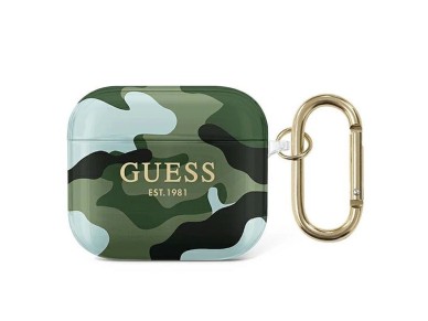 Funda Guess GUA3UCAMA para AirPods 3, colecci�n camuflaje verde/caqui.