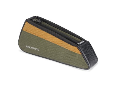 Bolsa de quadro superior Rockbros 088 para bicicleta, 0,25L - Verde e Laranja