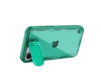 Funda Nillkin Iceblade Prop con tapa de lente y soporte para iPhone 16e / 17e - Verde
