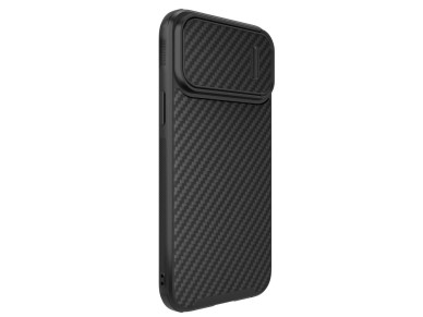 Capa Nillkin de fibra sintética S para iPhone 14 Pro com protetor de câmera, preta. Capa Nillkin de fibra sintética S para iPhone 14 Pro com protetor de câmera, preta.