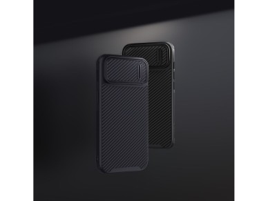 Capa Nillkin de fibra sintética S para iPhone 14 Pro com protetor de câmera, preta. Capa Nillkin de fibra sintética S para iPhone 14 Pro com protetor de câmera, preta.