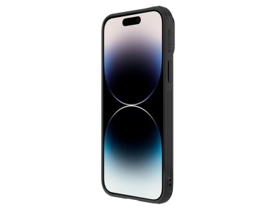 Capa Nillkin de fibra sintética S para iPhone 14 Pro com protetor de câmera, preta. Capa Nillkin de fibra sintética S para iPhone 14 Pro com protetor de câmera, preta.