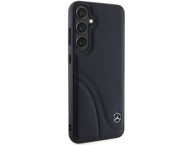 Mercedes Leather Curved Stitches case for Samsung Galaxy S24 - black Mercedes Leather Curved Stitches case for Samsung Galaxy S24 - black
