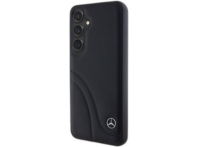 Mercedes Leather Curved Stitches case for Samsung Galaxy S24 - black Mercedes Leather Curved Stitches case for Samsung Galaxy S24 - black