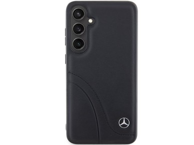 Mercedes Leather Curved Stitches case for Samsung Galaxy S24 - black Mercedes Leather Curved Stitches case for Samsung Galaxy S24 - black