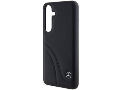 Mercedes Leather Curved Stitches case for Samsung Galaxy S24 - black Mercedes Leather Curved Stitches case for Samsung Galaxy S24 - black
