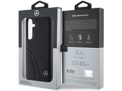 Mercedes Leather Curved Stitches case for Samsung Galaxy S24 - black Mercedes Leather Curved Stitches case for Samsung Galaxy S24 - black