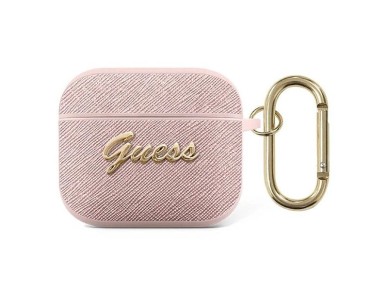 Guess GUA3SASMP AirPods 3 cover pink/pink Saffiano Script Metal Collection Guess GUA3SASMP AirPods 3 cover pink/pink Saffiano Script Metal Collection