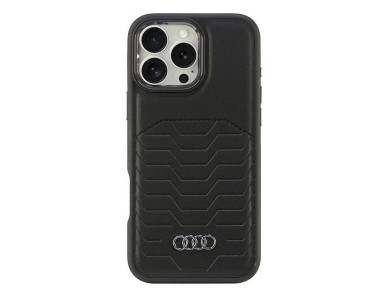 Funda rígida Audi de piel sintética MagSafe para iPhone 16 Pro Max de 6,9" en color negro/negro (AU- Funda rígida Audi de piel sintética MagSafe para iPhone 16 Pro Max de 6,9" en color negro/negro (AU-