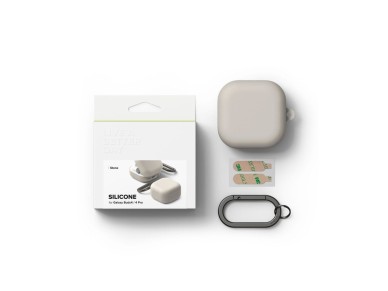 Capa de silicone Ringke para Samsung Galaxy Buds 4 / 4 Pro - Bege Capa de silicone Ringke para Samsung Galaxy Buds 4 / 4 Pro - Bege