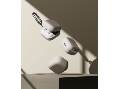 Capa de silicone Ringke para Samsung Galaxy Buds 4 / 4 Pro - Bege Capa de silicone Ringke para Samsung Galaxy Buds 4 / 4 Pro - Bege