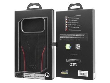 Funda MagSafe de piel auténtica Audi R8 para iPhone 17 Pro Max - Negro y rojo Funda MagSafe de piel auténtica Audi R8 para iPhone 17 Pro Max - Negro y rojo
