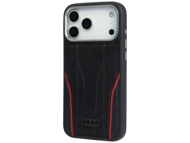 Funda MagSafe de piel auténtica Audi R8 para iPhone 17 Pro Max - Negro y rojo Funda MagSafe de piel auténtica Audi R8 para iPhone 17 Pro Max - Negro y rojo