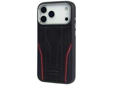 Audi R8 Genuine Leather MagSafe Case for iPhone 17 Pro - Black and Red Audi R8 Genuine Leather MagSafe Case for iPhone 17 Pro - Black and Red