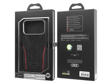 Audi R8 Genuine Leather MagSafe Case for iPhone 17 Pro - Black and Red Audi R8 Genuine Leather MagSafe Case for iPhone 17 Pro - Black and Red