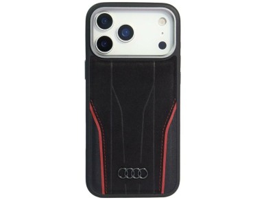 Audi R8 Genuine Leather MagSafe Case for iPhone 17 Pro Max - Black and Red Audi R8 Genuine Leather MagSafe Case for iPhone 17 Pro Max - Black and Red