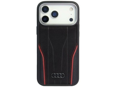 Audi R8 Genuine Leather MagSafe Case for iPhone 17 Pro - Black and Red Audi R8 Genuine Leather MagSafe Case for iPhone 17 Pro - Black and Red