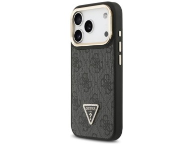 Capa Guess 4G PU com Logo Triangular, Suporte e Câmera MagSafe para iPhone 17 Pro - Preta Capa Guess 4G PU com Logo Triangular, Suporte e Câmera MagSafe para iPhone 17 Pro - Preta