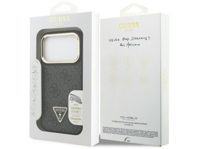 Capa Guess 4G PU com Logo Triangular, Suporte e Câmera MagSafe para iPhone 17 Pro - Preta Capa Guess 4G PU com Logo Triangular, Suporte e Câmera MagSafe para iPhone 17 Pro - Preta