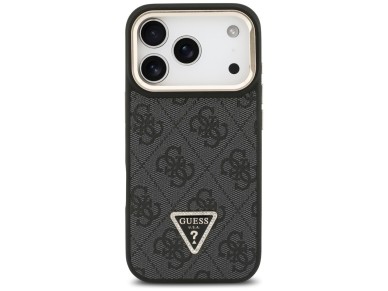 Capa Guess 4G PU com Logo Triangular, Suporte e Câmera MagSafe para iPhone 17 Pro - Preta Capa Guess 4G PU com Logo Triangular, Suporte e Câmera MagSafe para iPhone 17 Pro - Preta
