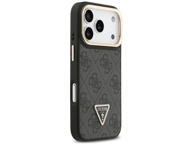 Capa Guess 4G PU com Logo Triangular, Suporte e Câmera MagSafe para iPhone 17 Pro - Preta Capa Guess 4G PU com Logo Triangular, Suporte e Câmera MagSafe para iPhone 17 Pro - Preta