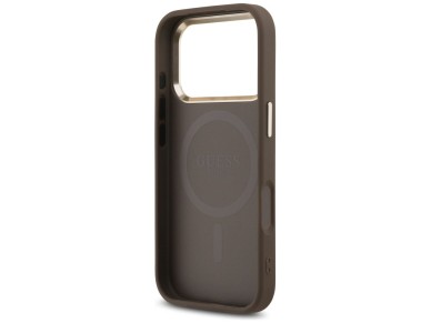 Capa Guess 4G com logotipo triangular e MagSafe para iPhone 17 Pro - Marrom e Dourada Capa Guess 4G com logotipo triangular e MagSafe para iPhone 17 Pro - Marrom e Dourada