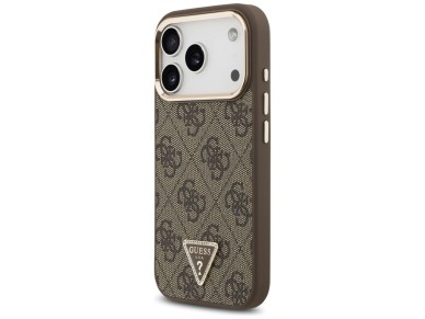 Capa Guess 4G com logotipo triangular e MagSafe para iPhone 17 Pro - Marrom e Dourada Capa Guess 4G com logotipo triangular e MagSafe para iPhone 17 Pro - Marrom e Dourada