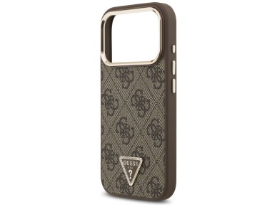 Capa Guess 4G com logotipo triangular e MagSafe para iPhone 17 Pro - Marrom e Dourada Capa Guess 4G com logotipo triangular e MagSafe para iPhone 17 Pro - Marrom e Dourada