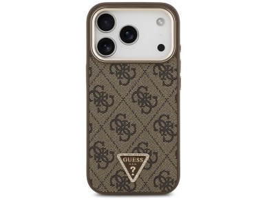 Capa Guess 4G com logotipo triangular e MagSafe para iPhone 17 Pro - Marrom e Dourada Capa Guess 4G com logotipo triangular e MagSafe para iPhone 17 Pro - Marrom e Dourada