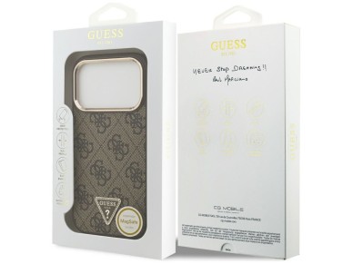 Capa Guess 4G com logotipo triangular e MagSafe para iPhone 17 Pro - Marrom e Dourada Capa Guess 4G com logotipo triangular e MagSafe para iPhone 17 Pro - Marrom e Dourada