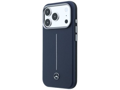 Mercedes Leather Semi Wrap Iconic Line MagSafe Case for iPhone 17 Pro Max - Navy Blue Mercedes Leather Semi Wrap Iconic Line MagSafe Case for iPhone 17 Pro Max - Navy Blue