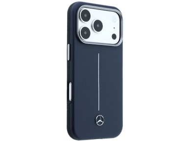 Mercedes Leather Semi Wrap Iconic Line MagSafe Case for iPhone 17 Pro Max - Navy Blue Mercedes Leather Semi Wrap Iconic Line MagSafe Case for iPhone 17 Pro Max - Navy Blue