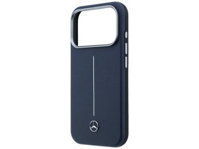 Mercedes Leather Semi Wrap Iconic Line MagSafe Case for iPhone 17 Pro Max - Navy Blue Mercedes Leather Semi Wrap Iconic Line MagSafe Case for iPhone 17 Pro Max - Navy Blue