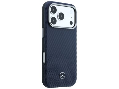 Funda semitransparente de piel Mercedes con efecto madera y MagSafe para iPhone 17 Pro - Azul marino Funda semitransparente de piel Mercedes con efecto madera y MagSafe para iPhone 17 Pro - Azul marino