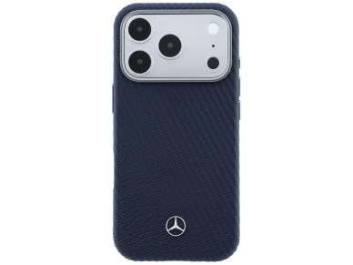 Funda semitransparente de piel Mercedes con efecto madera y MagSafe para iPhone 17 Pro - Azul marino Funda semitransparente de piel Mercedes con efecto madera y MagSafe para iPhone 17 Pro - Azul marino