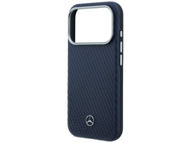 Funda semitransparente de piel Mercedes con efecto madera y MagSafe para iPhone 17 Pro - Azul marino Funda semitransparente de piel Mercedes con efecto madera y MagSafe para iPhone 17 Pro - Azul marino