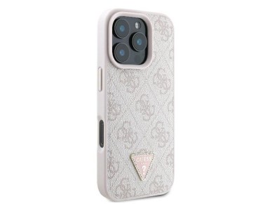 Guess Leather 4G Triangle Strass MagSafe Case for iPhone 16 Pro Max - Pink