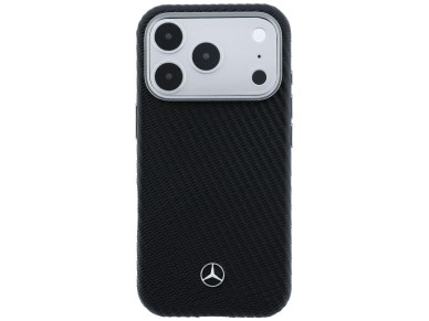 Mercedes Leather Semi Wrap Wood Effect MagSafe Case for iPhone 17 Pro Max - Black Mercedes Leather Semi Wrap Wood Effect MagSafe Case for iPhone 17 Pro Max - Black