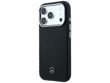 Mercedes Leather Semi Wrap Wood Effect MagSafe Case for iPhone 17 Pro Max - Black Mercedes Leather Semi Wrap Wood Effect MagSafe Case for iPhone 17 Pro Max - Black