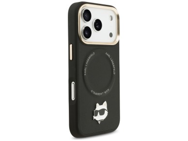 Karl Lagerfeld Big Strap Choupette Metal Logo MagSafe Case for iPhone 17 Pro Max - Black