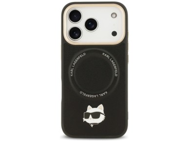 Karl Lagerfeld Big Strap Choupette Metal Logo MagSafe Case for iPhone 17 Pro Max - Black