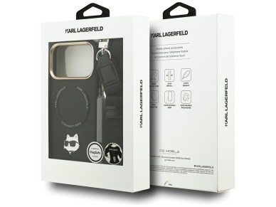 Karl Lagerfeld Big Strap Choupette Metal Logo MagSafe Case for iPhone 17 Pro Max - Black