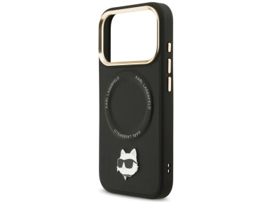 Karl Lagerfeld Big Strap Choupette Metal Logo MagSafe Case for iPhone 17 Pro Max - Black