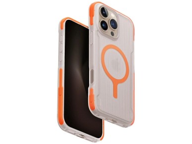 Capa de carregamento Uniq Combat Active Magclick para iPhone 16 Pro Max - Laranja Capa de carregamento Uniq Combat Active Magclick para iPhone 16 Pro Max - Laranja