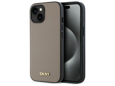 DKNY Grained Metal Logo MagSafe iPhone 15 Case - Beige DKNY Grained Metal Logo MagSafe iPhone 15 Case - Beige