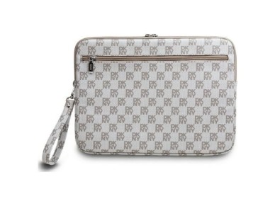 DKNY Sleeve Checkered Pattern Printed Stripes 14" Laptop Case - Beige DKNY Sleeve Checkered Pattern Printed Stripes 14" Laptop Case - Beige