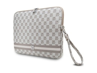 DKNY Sleeve Checkered Pattern Printed Stripes 14" Laptop Case - Beige DKNY Sleeve Checkered Pattern Printed Stripes 14" Laptop Case - Beige