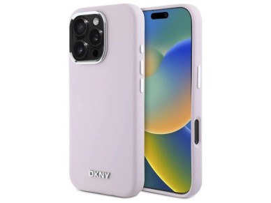 DKNY Liquid Silicone Small Metal Logo MagSafe iPhone 16 Pro Max Case - Pink